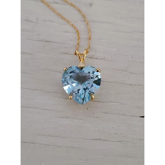 Vintage 14k Gold Clyde Duneier Heart Topaz Necklace - Picture 1 of 7